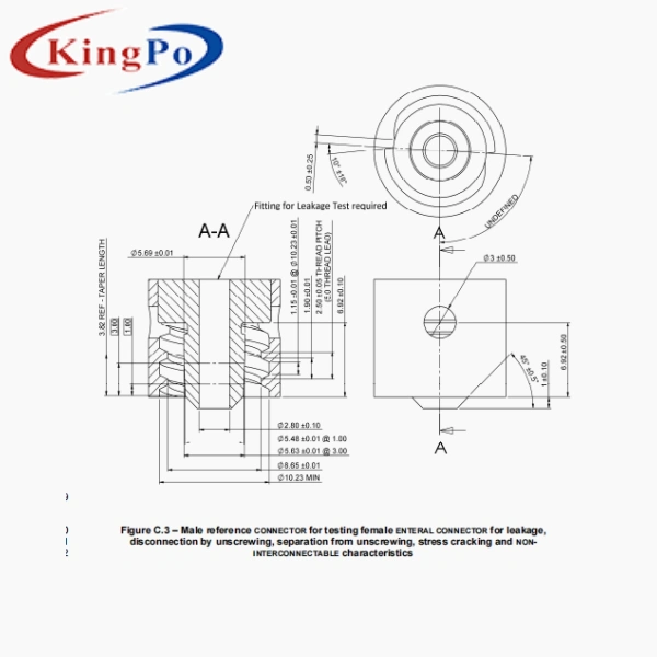 ISO 80369-3 Male Luer Gauge for Female Enteral Connector Testing