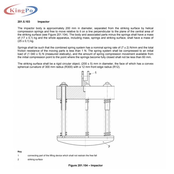 Impactor, BS EN 50637:2017-Figure 201.104